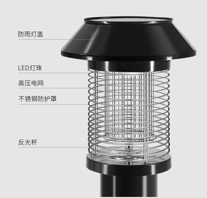 接市電的戶外滅蚊燈SD-16燈體結構 接市電的戶外滅蚊燈SD-16燈體結構